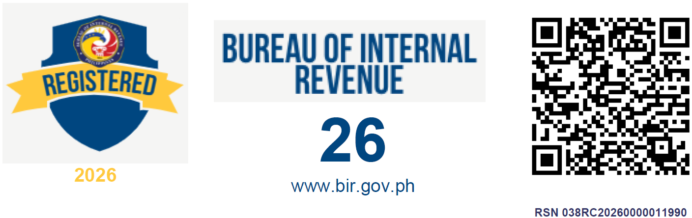 BIR Registration Seal Badge for JL Busog Bites, with registration verification QR code